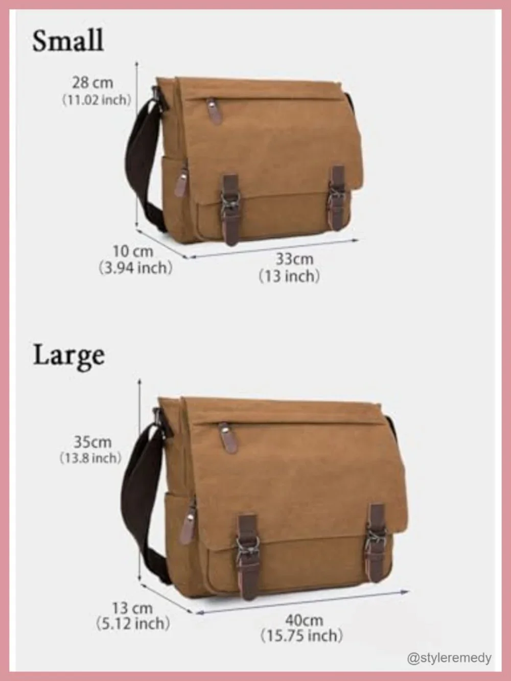 Canvas Messenger Bag Vintage Shoulder Crossbody 15.6inch Laptop Travel
